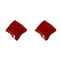 Boucles d'oreilles géométriques rouges élégantes avec forme de losange 3D et fini brillant - Rouge
