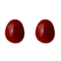 Boucles d'oreilles ovales émaillées rouge foncé avec bords en métal doré minimalistes - Boucles d'Oreilles Clous Rondes Irrégulières Rouges