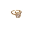 Anello regolabile dorato a corna di renna con zircone rotondo scintillante centrale - Anello Aperto a Palco di Renna Rotante (M03-519)