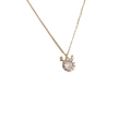 Goldene Kette mit Rentier-Geweih-Ringanhänger und großem Zirkonia-Stein im Zentrum - Rotierende Rentier Geweih Halskette (M03-520)