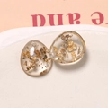 Detailed macro view of clear resin waterdrop pendants with embedded gold foil flakes - Transparent Gold Foil
