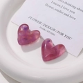 Pendentifs cœurs en résine marbrée rose pour bijoux et accessoires DIY - Violet
