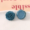 Detail of 20mm matte navy blue resin rose charms for DIY handmade jewelry crafts - Teal