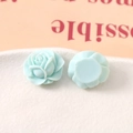 Macro detail of light blue acrylic rose petals and flat back for DIY crafts - Light Blue