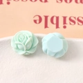 Macro detail of mint green resin rose charms with flat back for DIY jewelry making - Light Green