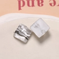 Macro shot of square resin earring charms with black and white marble ink texture - Marble Pattern Style / White