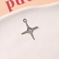 Zilveren vierpuntige ster hanger met een ronde zirkoon voor DIY sieraden maken projecten - Zilver Kruis