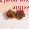Macro detail of marble coffee-colored resin rose charms for DIY jewelry and hair clips - Marbled Coffee