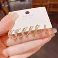 Set van 6 gouden oorringen met witte zirkoon en minimalistisch gepolijste afwerking op kaart - Gouden Zirconia Creole Stijl (17)