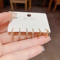 Set van drie gouden oorringen met zirkonia-bliksemschichten en minimalistische gladde ringen - 3-paar Combinatieset (50) / Goud