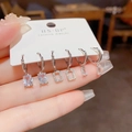 Zilveren oorringen set met drie paar rechthoekige fonkelende zirkonia hangers - Vierkante 3-delige Set (49) / Zilver