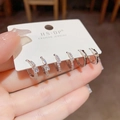 Driedelige zilveren oorbellen set met zirkonia, bliksem en geometrische ontwerpen - 3-paar Combinatieset (51) / Zilver