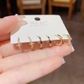 Set van zes vergulde oorringen met ster- en maanhangers en zirkonia-accenten - Strass Ster en Maan Creole Set (Nr. 55) / Goud