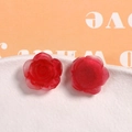 Macro detail of 22mm Japanese ink-style resin rose flower charms for DIY jewelry making - Red