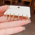 Set van 3 paar gouden oorringen met parels, schitterende zirkonia en golfpatronen - Kunstparel & Strass Stijl (Nr. 64) / 3 paar set / Goud