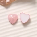 Close-up of glitter pink and matte white 16mm heart resin charms for DIY jewelry making - Heart Shape (B76-1-1-7) / Pink