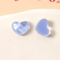 Pair of light blue ice-textured resin heart charms for DIY jewelry and ear accessories - Blue