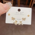 Set di 3 paia di orecchini con zirconi, farfalle e fiori in argento S925 stile raffinato - Collezione di Orecchini a Bottone Farfalla Fiore Ciliegia