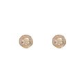Elegantes pendientes de flor dorados con circón central, perlas blancas y halo brillante - Dorado