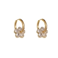 Elegant gold flower hoop earrings with crystal petals and minimalist pearl accents - Rhinestone Flower Ear Buckle (Thick Real Gold Plating)