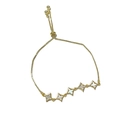 Adjustable gold star bracelet with iridescent shell inlay and bolo clasp closure - Shell Star Drawstring Style / Gold