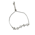 Adjustable silver star bracelet with white shell inlays and sliding box chain - Shell Star Drawstring Style / Silver