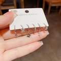 Sechsteiliges silbernes Ohrring-Set mit Zirkonia-Schmetterling und Kreuzanhängern - Zirkonia-Kreuz-Schmetterling 6-teiliges Set (32#) / Silber