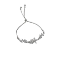 Pulsera ajustable de flor plateada con pétalos de ojo de gato y piedras de circón - Plateado