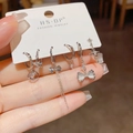 Detail von 6-teiligem Silber-Ohrring-Set mit Schleife, Sternen und eleganter Quastenkette - Schleife Stern Set (23#) / Silber
