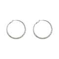 Boucles d'oreilles créoles torsadées argentées au style minimaliste épuré - 4.4cm / Argent