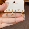 Schickes 6-teiliges goldenes Ozean-Ohrring-Set mit Seestern und Fischschwanz - Fischschwanz Seestern Set (J04-) / Gold