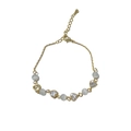 Elegant gold cat eye stone and heart zircon bracelet for women with minimalist style - Gold