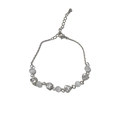 Elegant silver-toned heart bracelet featuring opal-style beads and clear cubic zirconia - Silver