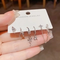 Detailansicht des 6-teiligen silbernen Schlangen- und Kettenohrring-Sets mit Zirkonia - Schlangen Kette Kombination Set (J04-) / Silber