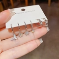 6-delige zilveren zirkonia oorbellen set met vlinder, esdoornblad en smiley-bedeltjes - Vlinder Esdoornblad Smiley Set (43) / Zilver