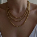 Collana a catena a fune classica placcata oro 18 carati 5mm per un look minimalista - 40cm (5mm) / Oro