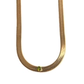 Detail der 18k vergoldeten Schlangenkette mit einem runden olivgrünen Zirkon-Stein - Olivgrün