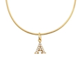 18K gold plated snake chain necklace with sparkling crystal letter A pendant - Letter A