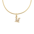 Golden snake chain necklace with sparkling zircon-studded letter M pendant charm - Letter M