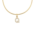 18k gold plated snake chain necklace featuring a zircon encrusted letter Q pendant - Letter Q
