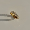 18k gold plated titanium eternity ring featuring oval cut cubic zirconia stones - US 6 / White