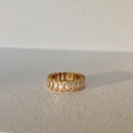 Eternity ring in 18k gold plating with emerald-cut white zircon gemstones - US 6 / White Zircon, Gold