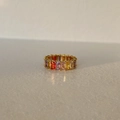 18k gold plated titanium ring featuring a full circle of rainbow rectangular zircons - US 6 / Colorful Zircon, Gold