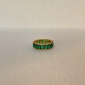 18k gold plated titanium ring featuring rectangular emerald green zircon stones - US 6 / Green Zircon, Gold