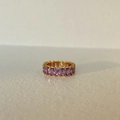 18k gold plated titanium ring featuring purple rectangular zircon stones in eternity band style - Purple Zircon, Gold