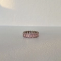 18k gold plated stainless steel eternity ring with pink rectangular coral cubic zirconia - Pink Zircon, Silver