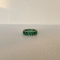 Silver ring with emerald-cut green gemstones in an elegant full eternity band design - Green Zircon, Silver