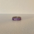 18k gold plated stainless steel eternity ring with rectangular purple zircon stones - Purple Zircon, Silver
