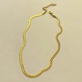 18k gold plated 4mm herringbone snake chain necklace with lobster clasp and extender - 41+5cm / Style 1, Gold