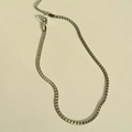 Flat 18k gold plated stainless steel herringbone snake chain necklace with lobster clasp - Style 2, Silver